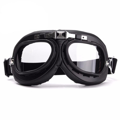 Vintage Riding Goggles Black and Chrome